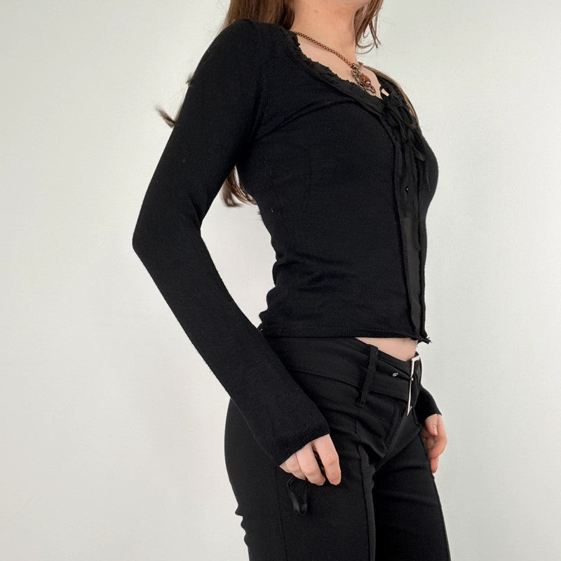 black sheer cinched Morgan top