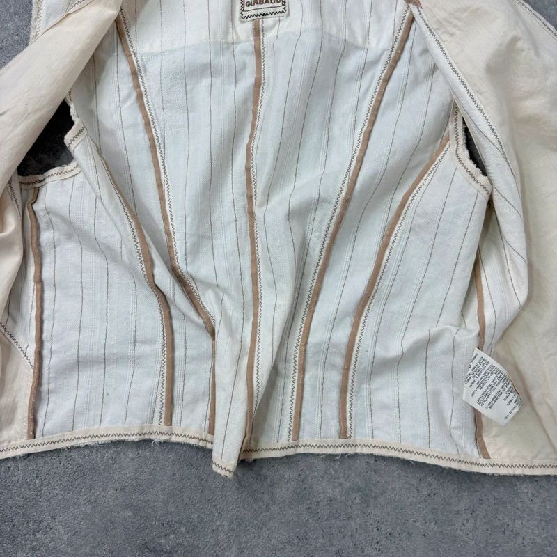 cream pinstripe Marithé + François Girbaud waistcoat vest
