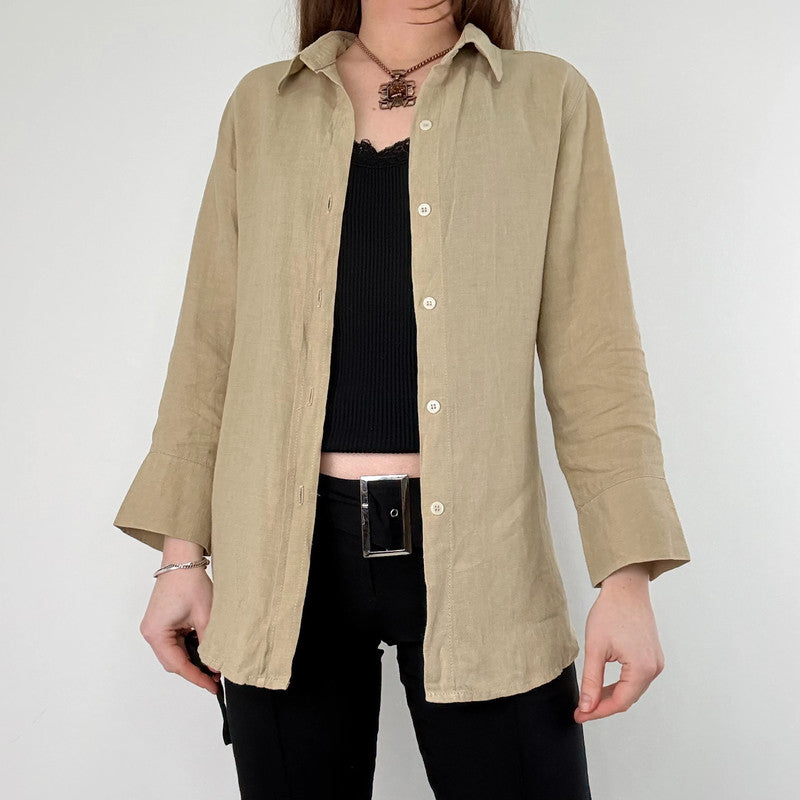 backless cut out linen shirt