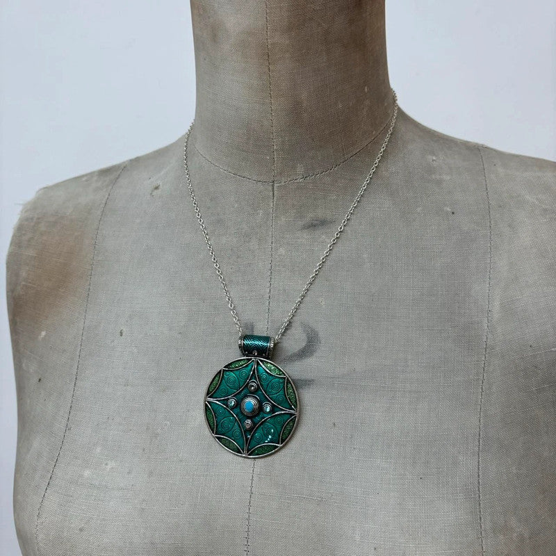 blue enamel hippie necklace