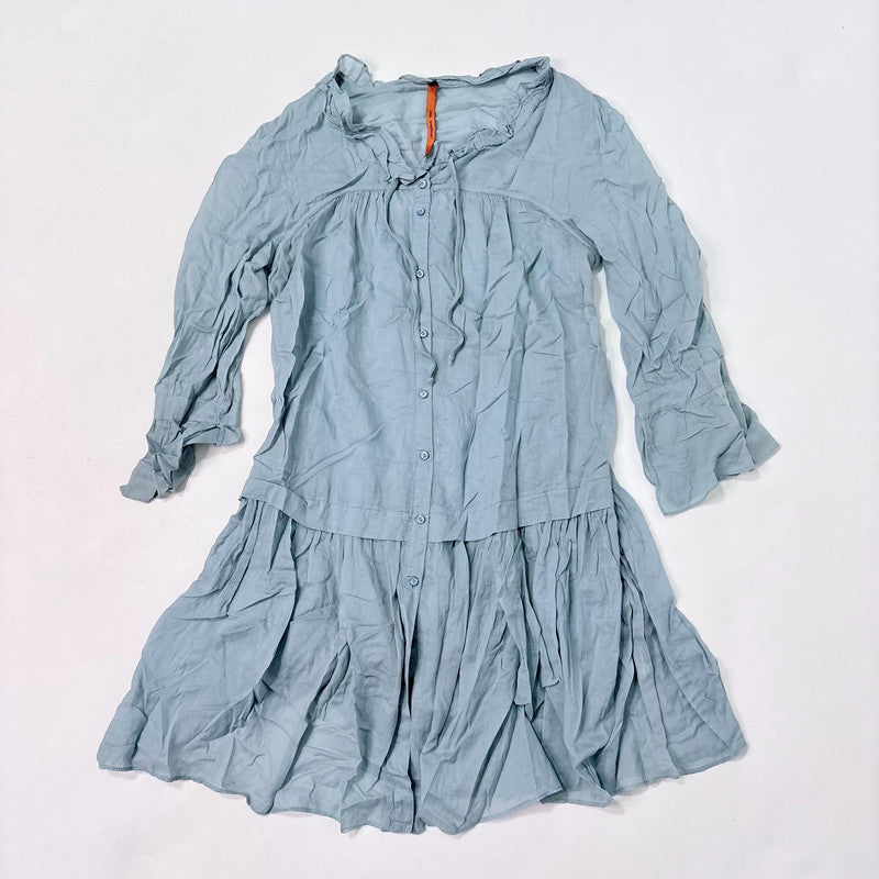 Cop Copine baby blue pleated flared shirt dress