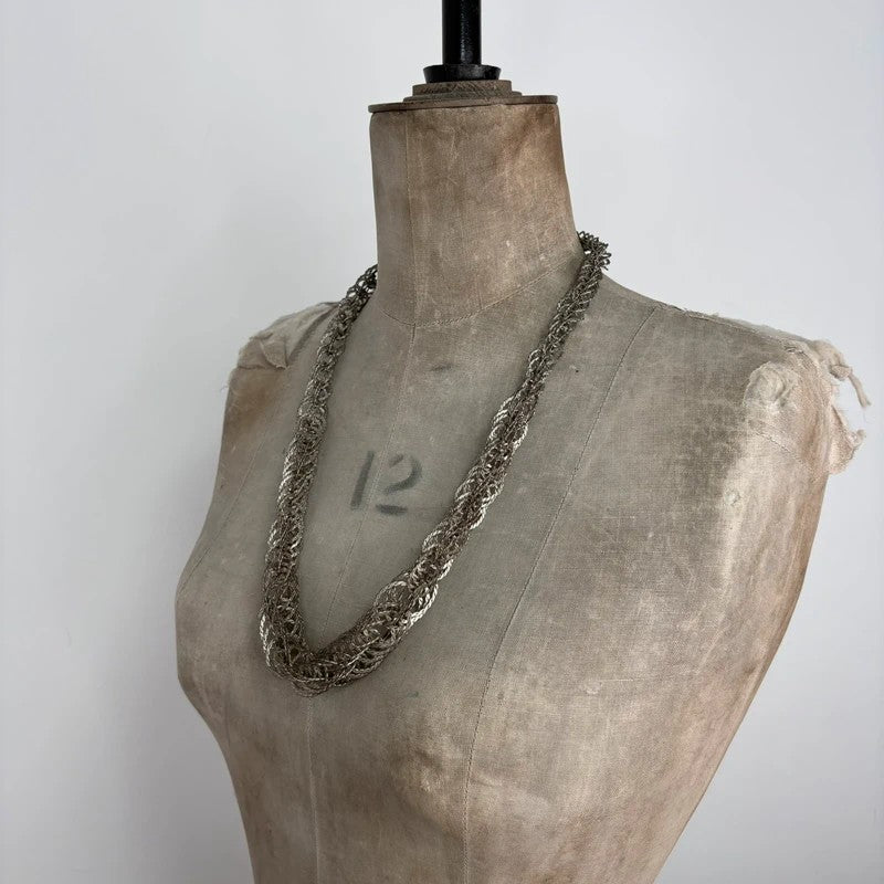 Chunky metal layered chain necklace