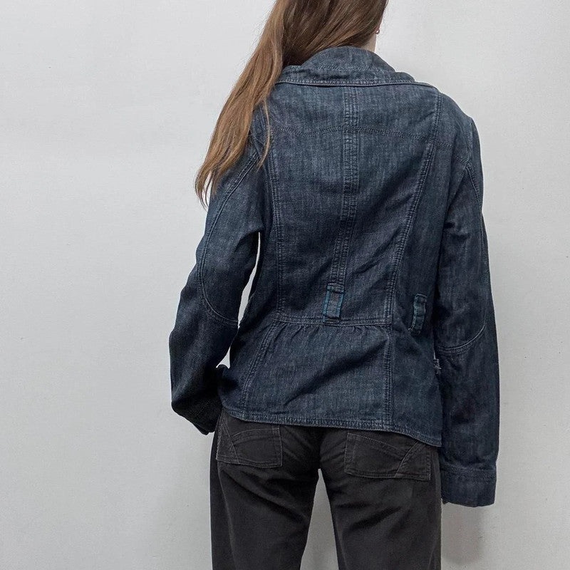 slouchy cargo denim blazer jacket