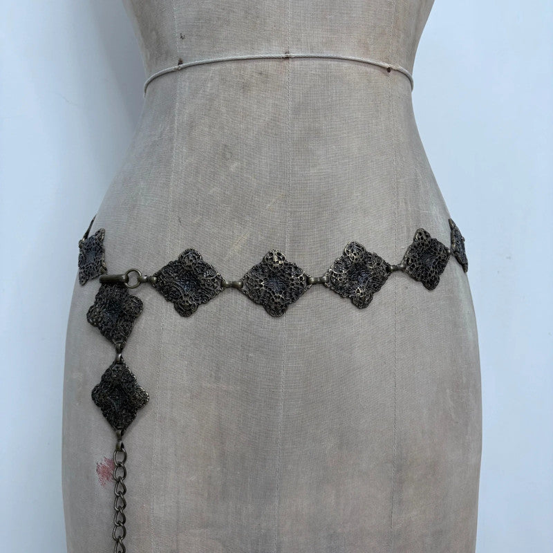 chunky brass metal waist chain belt