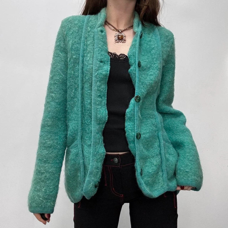 green slouchy wool cardigan
