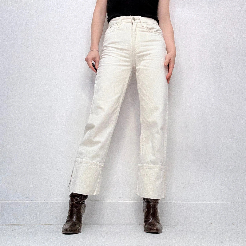 white zara cuffed jeans
