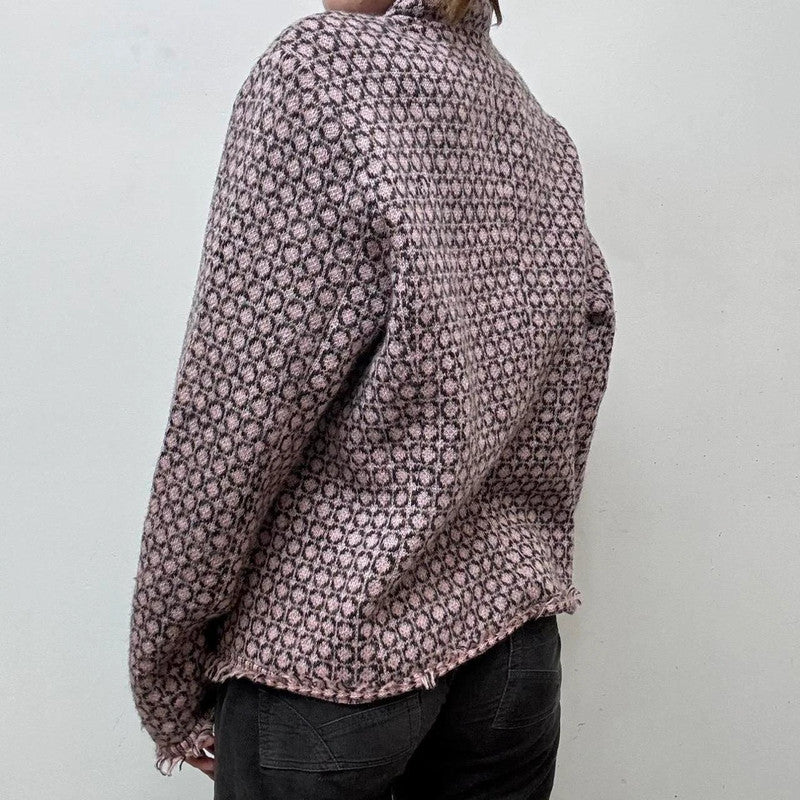 pink patterned wool cardi peacoat