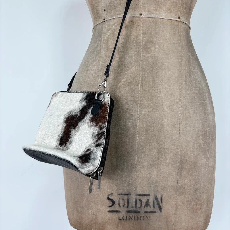 Cow-hide leather mini pouch crossbody