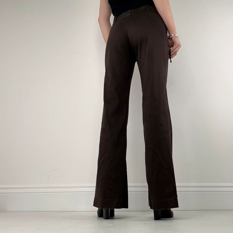 Brown flared pocket front trousers