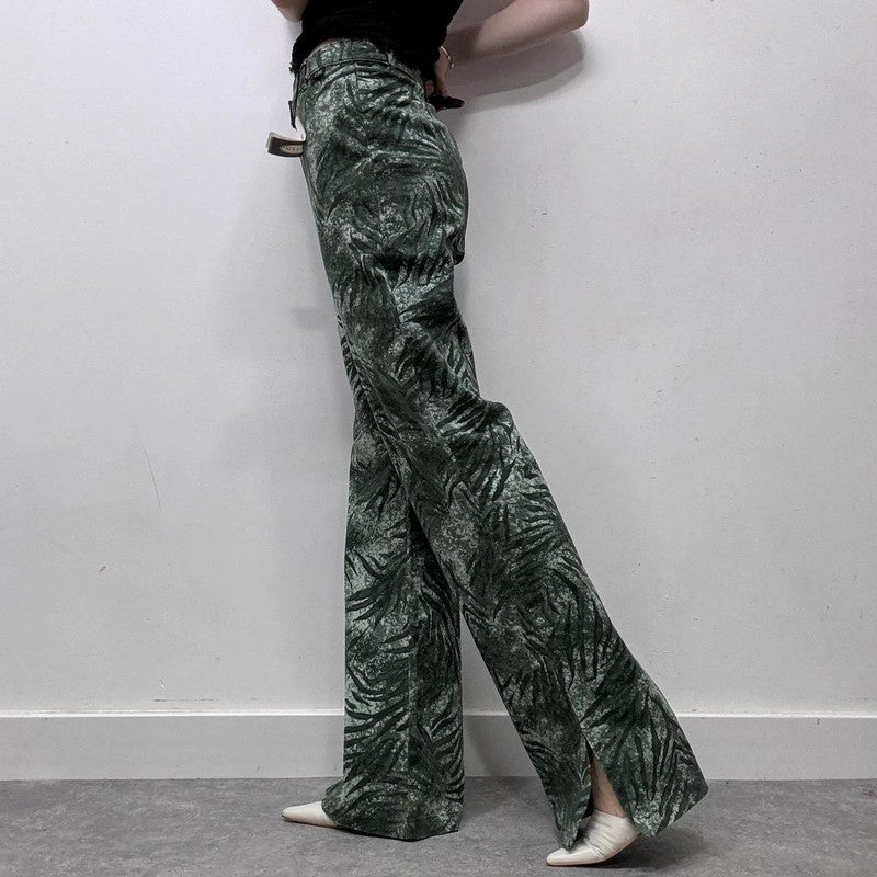 90s patterned flared bootcut jeans