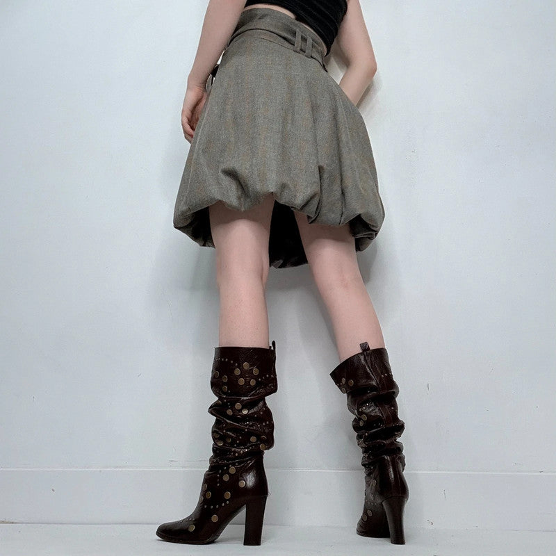 grey draped puff skirt