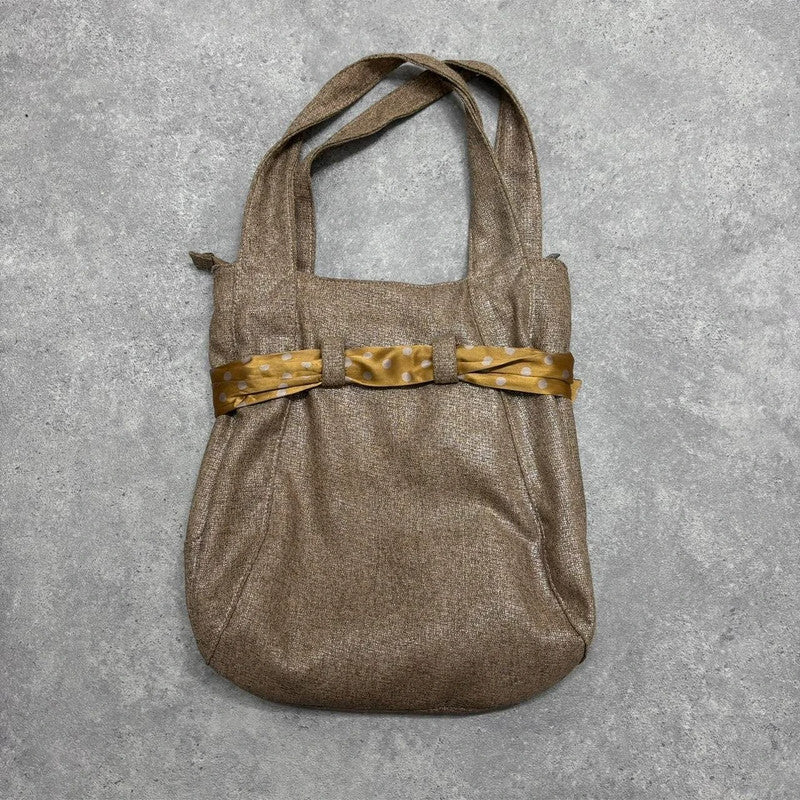 brown bow shoulder bag