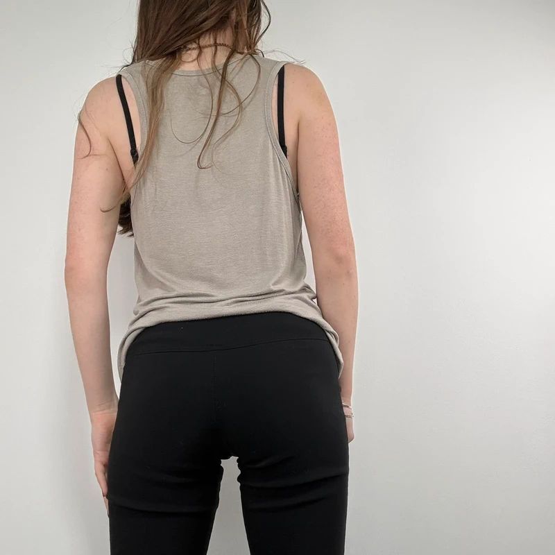 beige slouchy square neck vest top