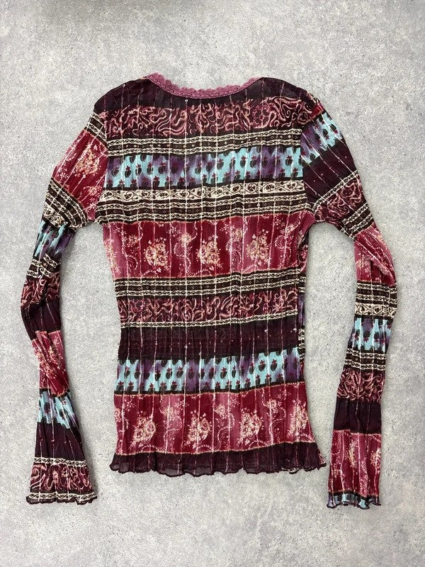 Mesh paisley boho layered graphic summer t-shirt