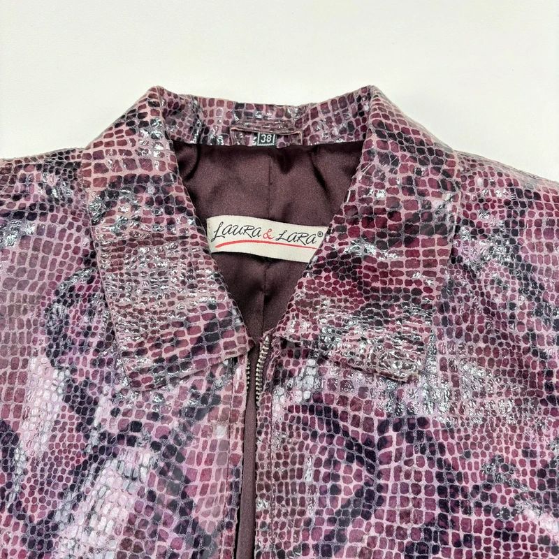 boxy Snakeskin Leather Jacket