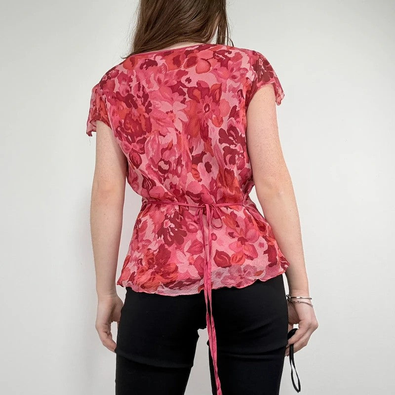 floral silk watercolour print flutter blouse
