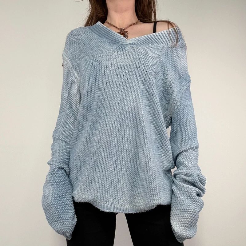 distressed chunky knit slouchy jumper