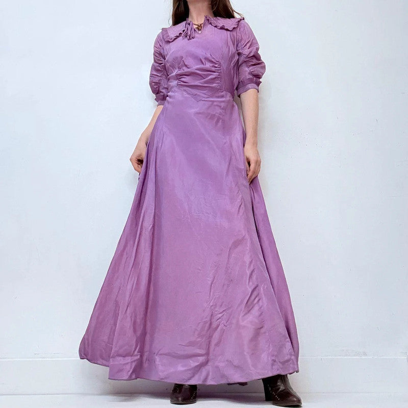 purple antique maxi ruched dress
