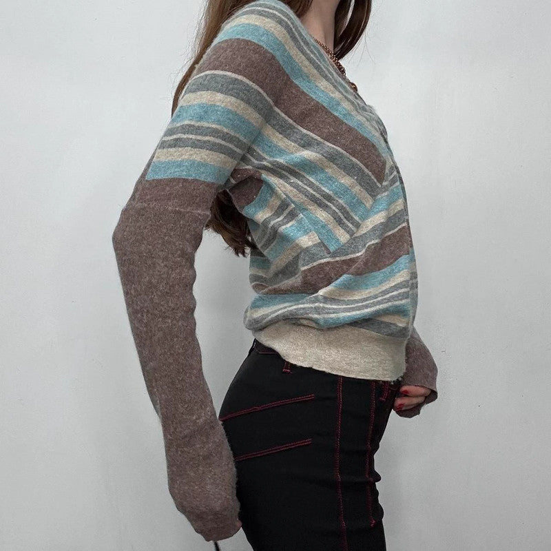 slouchy striped wool jumper
