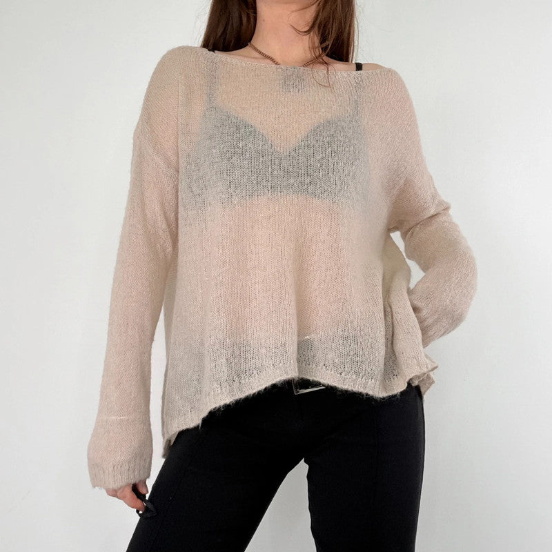 sheer slouchy mohair knit jumper