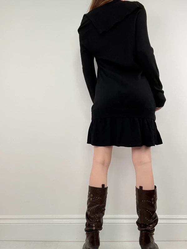 Asymmetric zip long sleeve dress