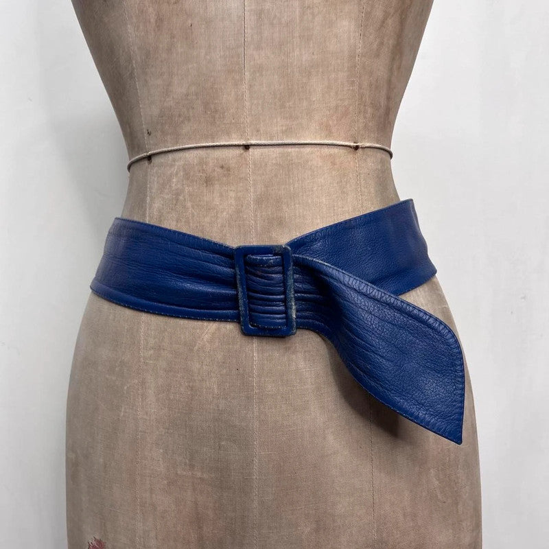 thick blue leather belt