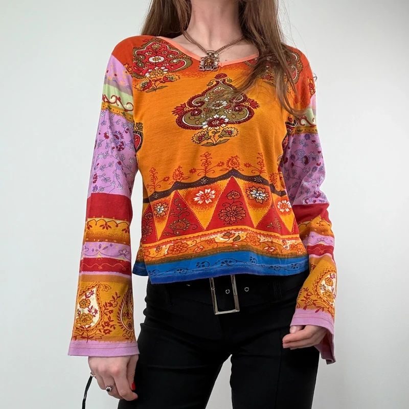 Paisley Flared Sleeve Hippie T-Shirt