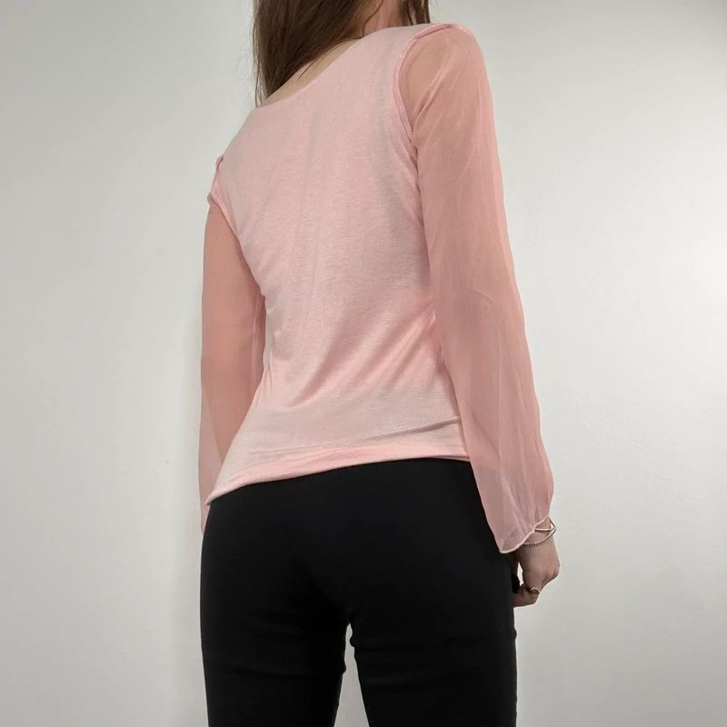 pink flared long sleeve t-shirt