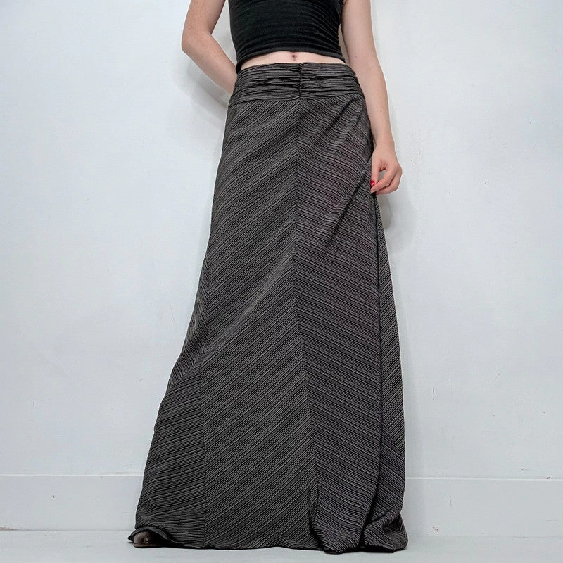 black pinstripe long maxi skirt