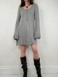 slouchy grey knit long sleeve mini dress