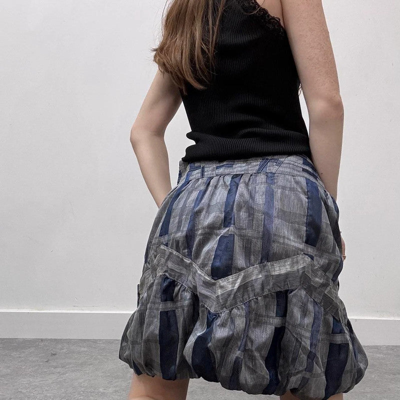 checked tartan puff mini skirt