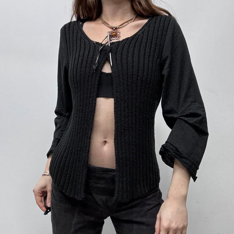 knitted ribbed Cop copine structured top