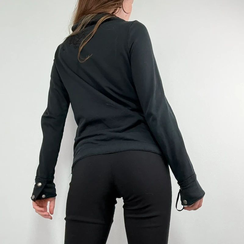 Black high neck funnel jacket