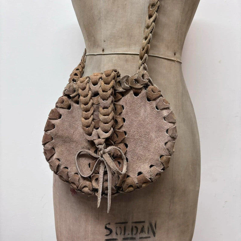 boho woven suede bag
