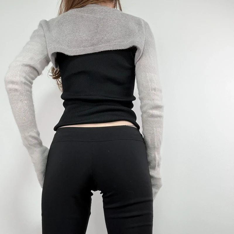 grey angora wool ballerina cropped bolero cardigan
