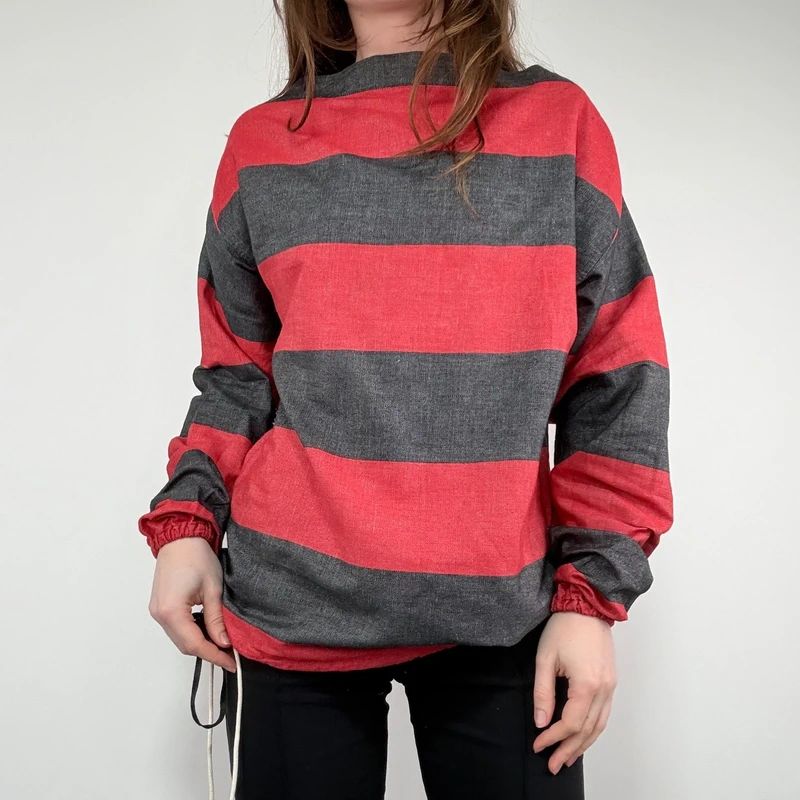 oversized striped cotton chore shirt