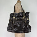 Chunky brown buckle chain shoulder bag