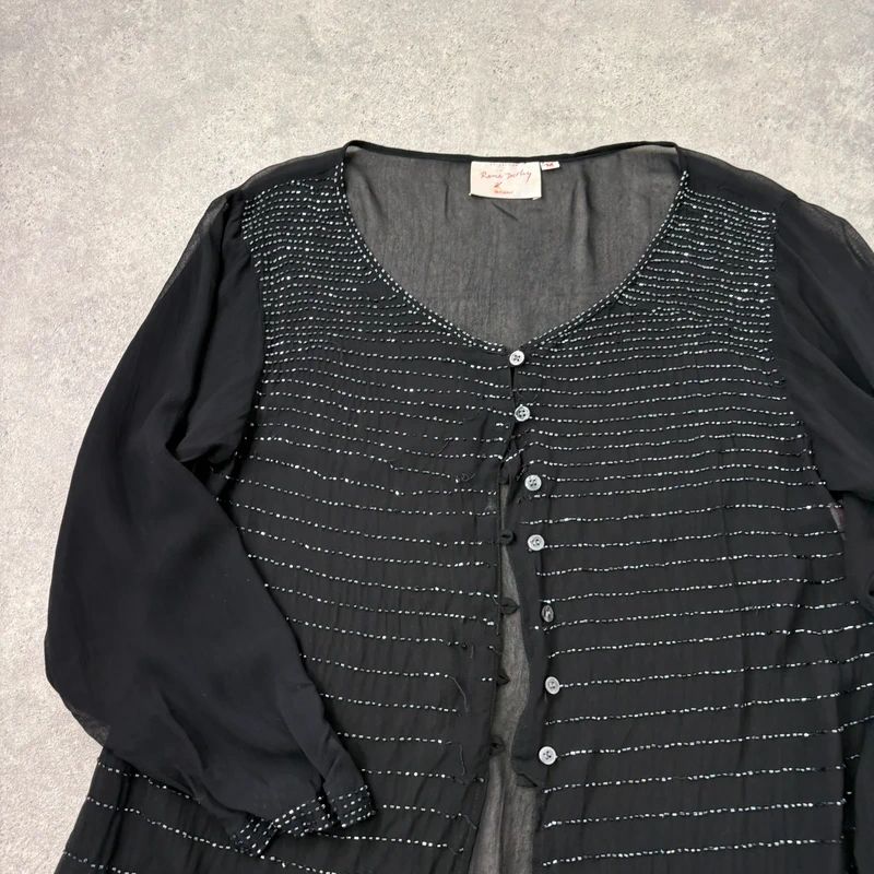 sheer black beaded Rene Derhy shirt