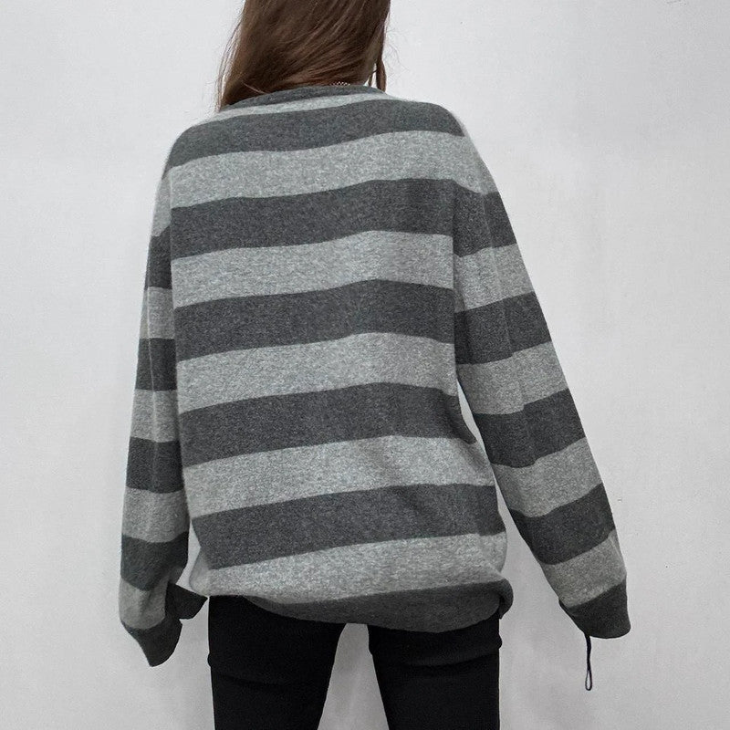 grey cashmere striped jumper