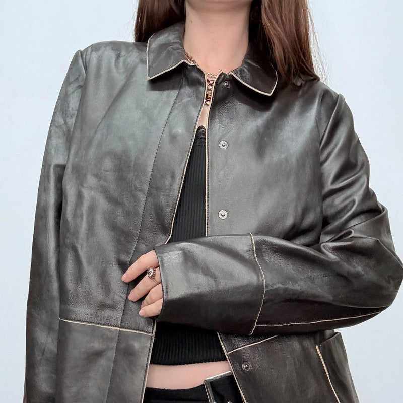 black leather minimalist jacket