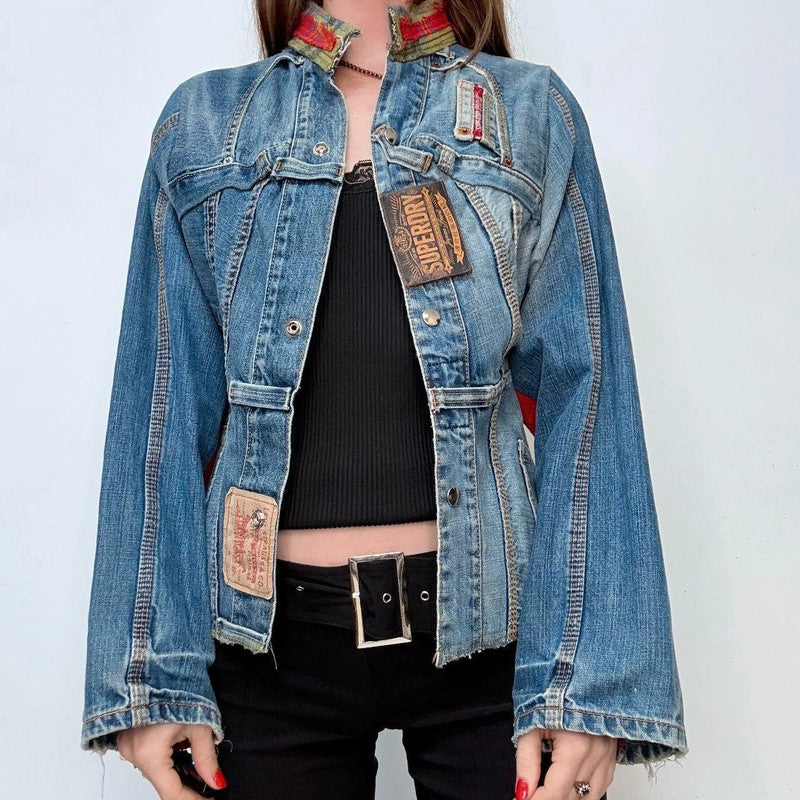 deconstructed flared jean handmade jacket