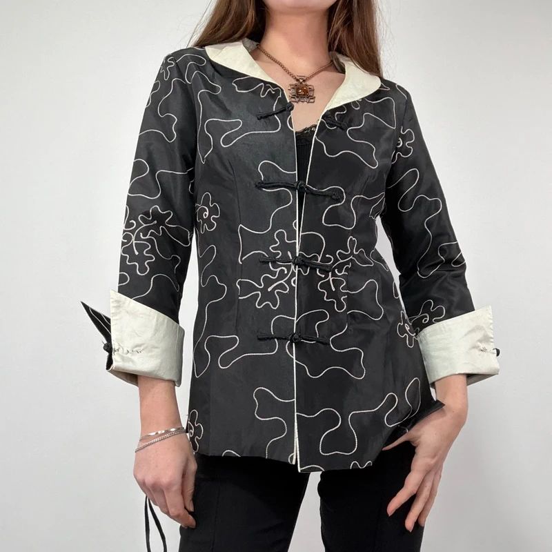 black Embroidered Silk Jacket