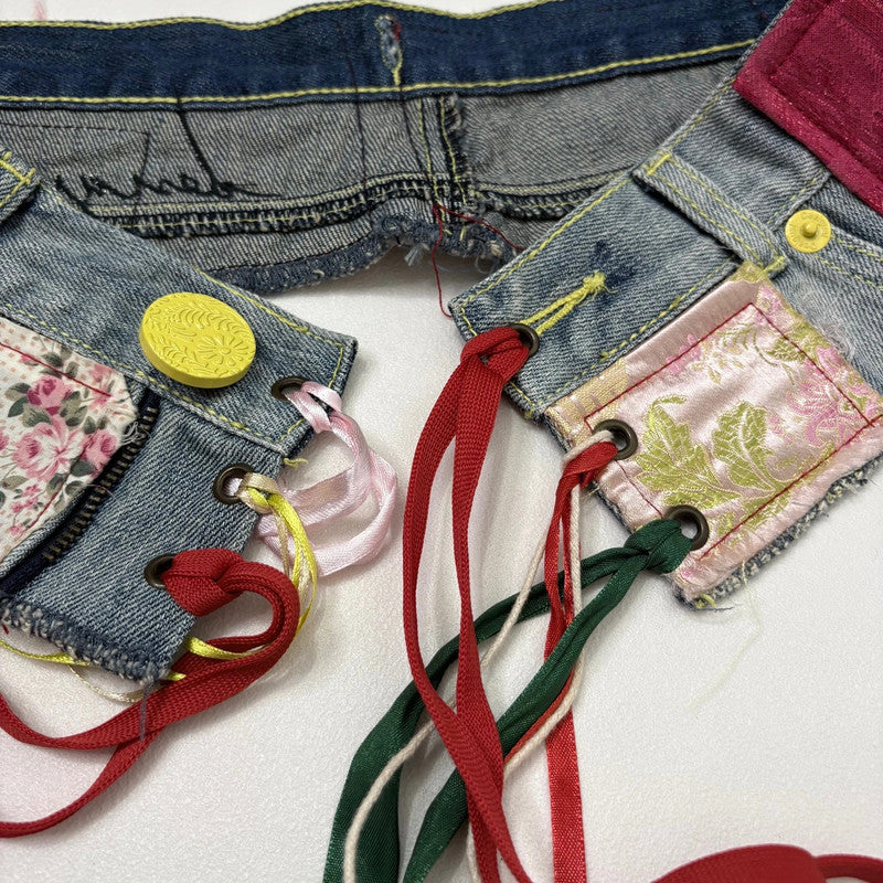 patchwork desigual ribbon corset belt