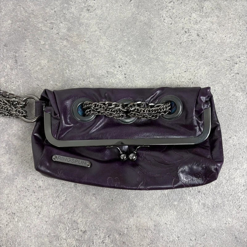 Eyelet studded purple chain 00s chain clutch