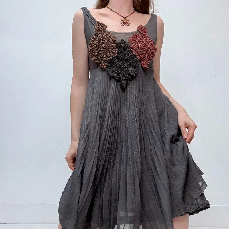 grey plated Save the Queen mesh dress