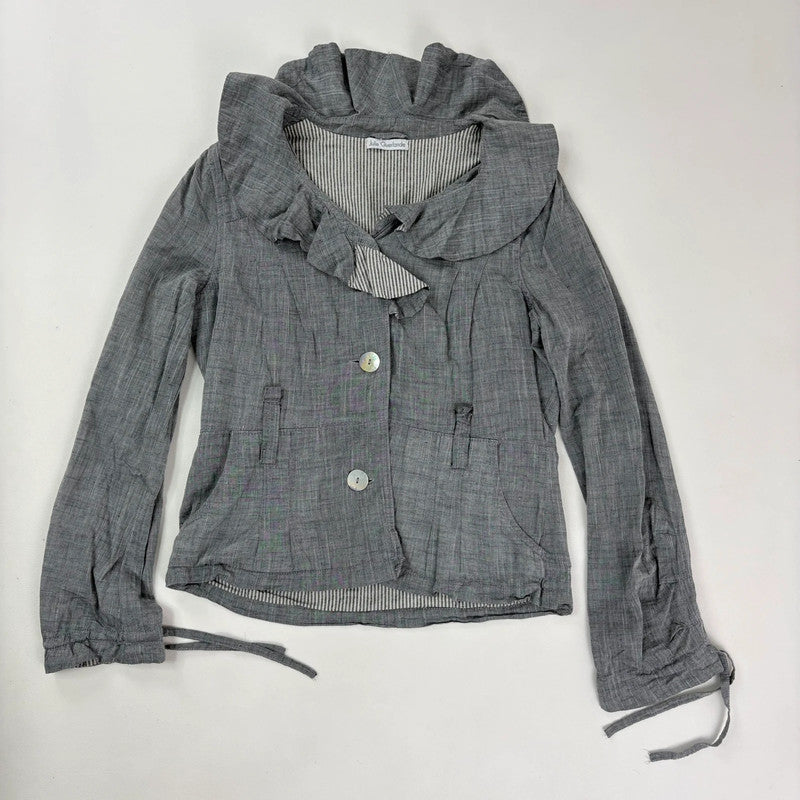 grey crinkle flared ruffle jacket