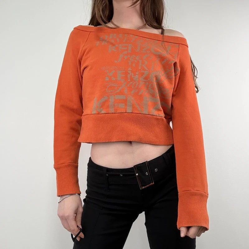 kenzo off the shoulder slouchy cropped sweater