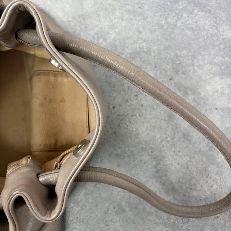 Beige vintage leather chunky handbag