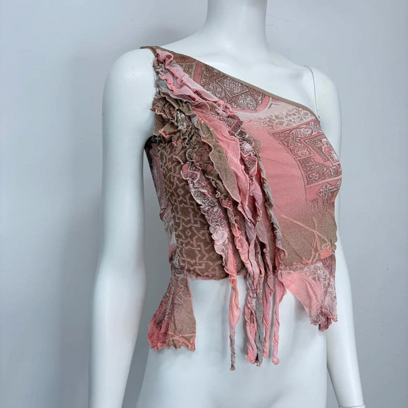 asymmetric pink flutter vest