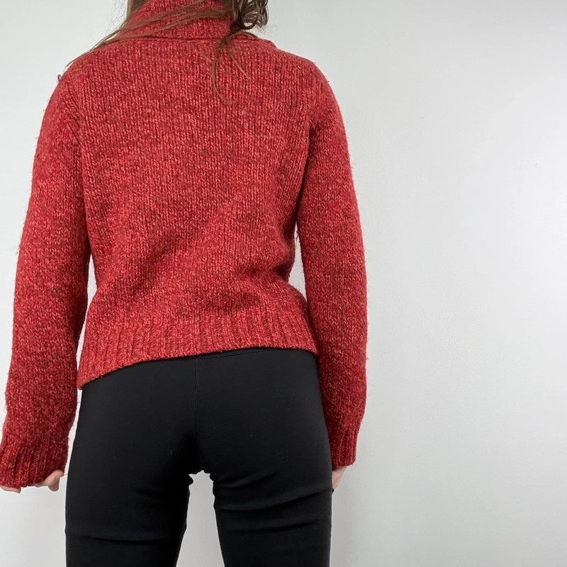 Vintage red knit massimo dutti wool roll neck sweater